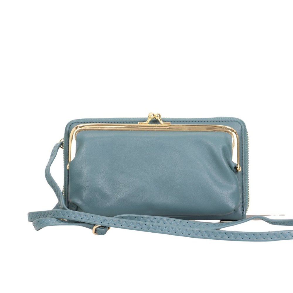 Teal Green Faux Leather Purse Wallet Cross Body Shoulder Bag Clutch Coin Purse - Picture 6 of 8